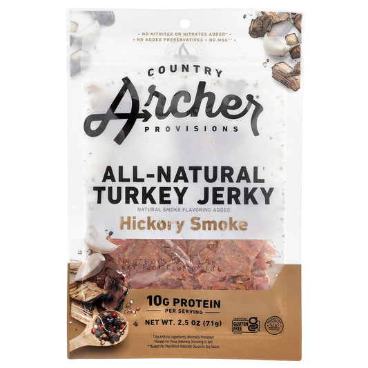 Country Archer Jerky, All Natural Turkey Jerky, Hickory Smoke,  2.5 oz (71 g)
