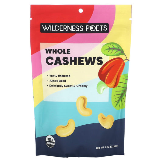 Wilderness Poets, Organic Whole Cashews, 8 oz (226 g)