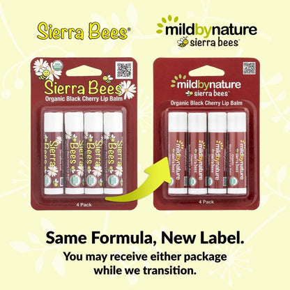 Mild By Nature, Sierra Bees™, Organic Lip Balms, Black Cherry, 4 Pack, 0.15 oz (4.25 g) Each