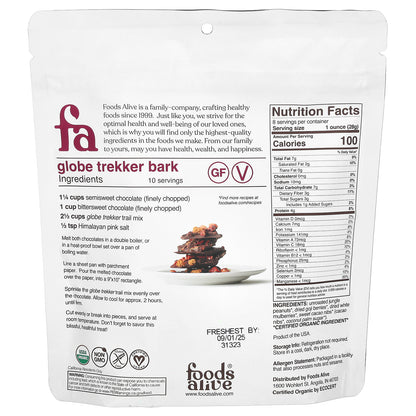 Foods Alive, Organic Trail Mix, Globe Trekker, 8 oz (227 g)