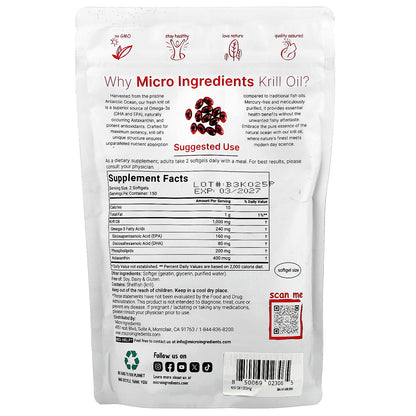 Micro Ingredients, Antarctic Krill Oil, 300 Softgels