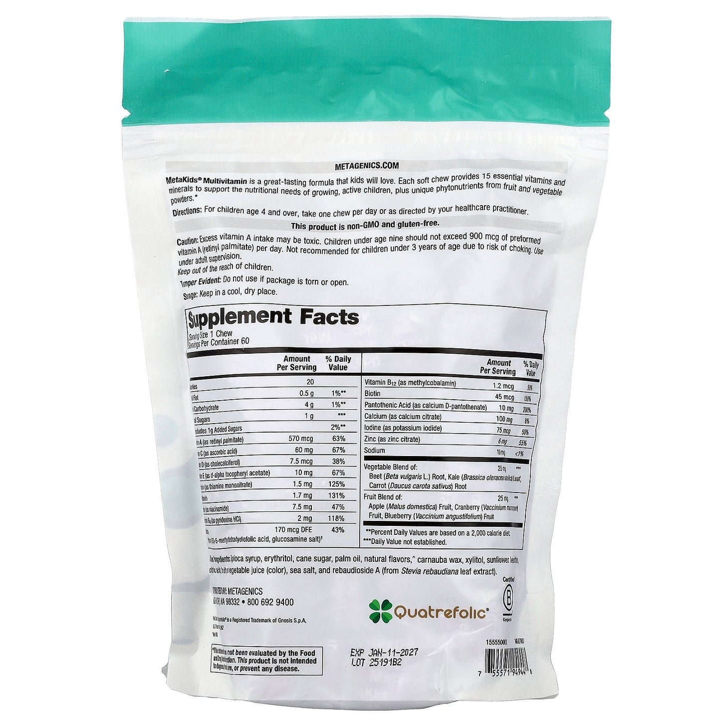 Metagenics, MetaKids, Multi Soft Chew, Juicy Grape, 60 Soft Chews