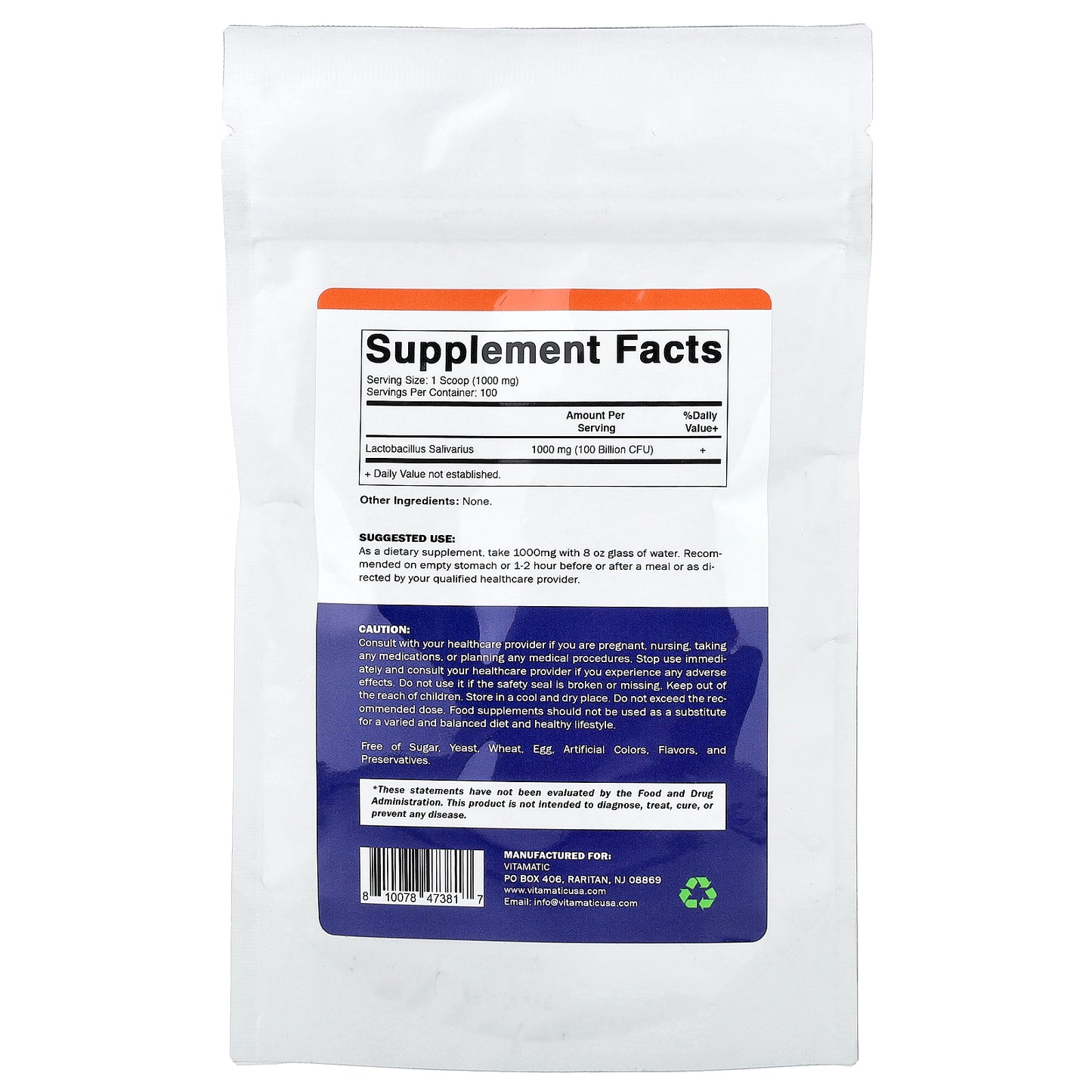 Vitamatic, Lactobacillus Salivarius, 3.5 oz (100 g)