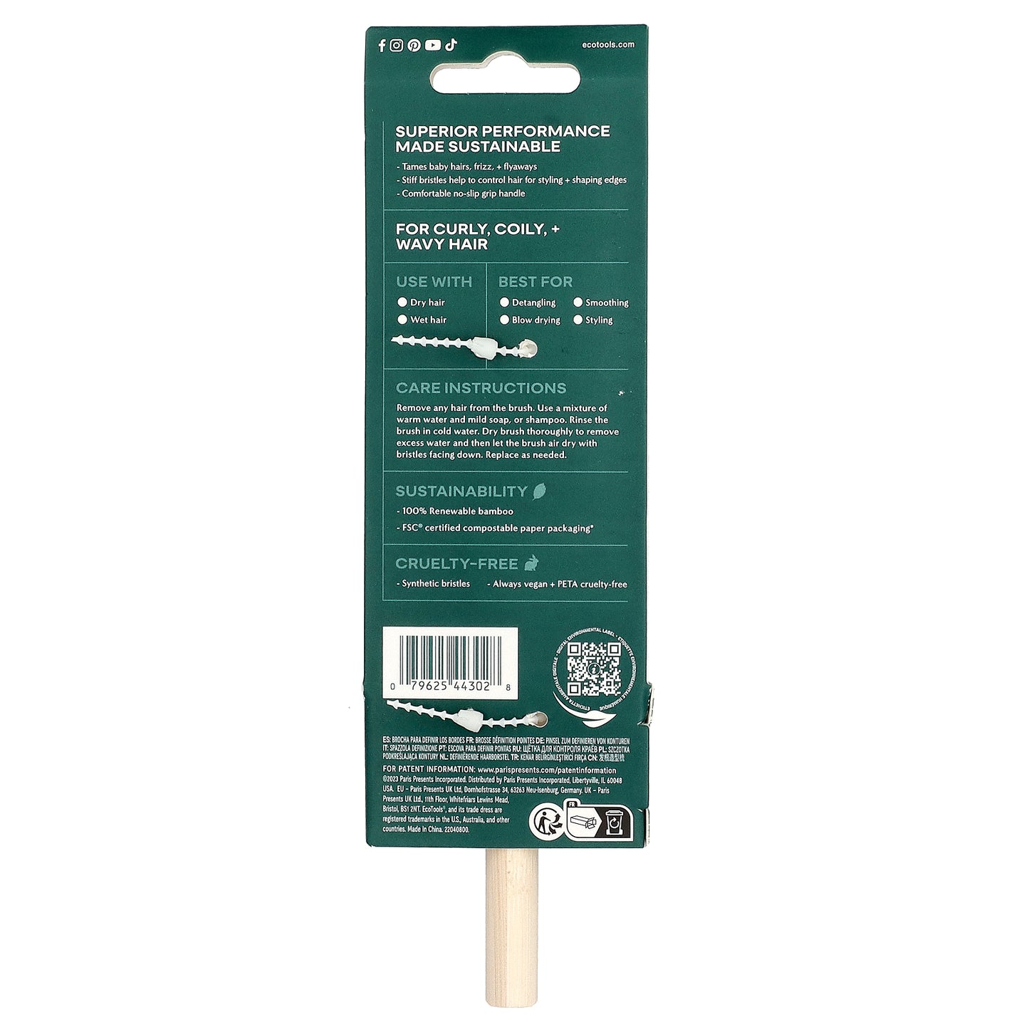 EcoTools, Edge Defining Brush, For Curly, Coily, + Wavy Hair, 1 Brush