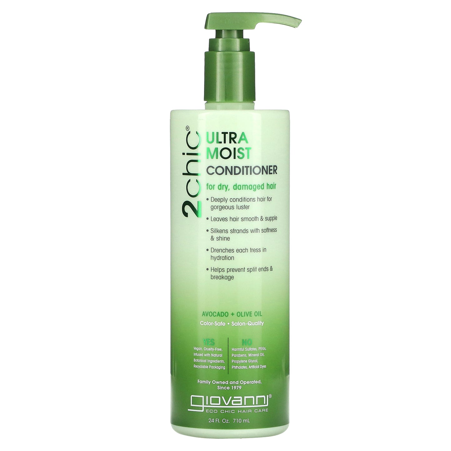 Giovanni, 2chic, Ultra Moist Conditioner, For Dry, Damaged Hair, Avocado + Olive Oil, 24 fl oz (710 ml)