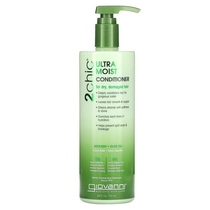 Giovanni, 2chic, Ultra Moist Conditioner, For Dry, Damaged Hair, Avocado + Olive Oil, 24 fl oz (710 ml)