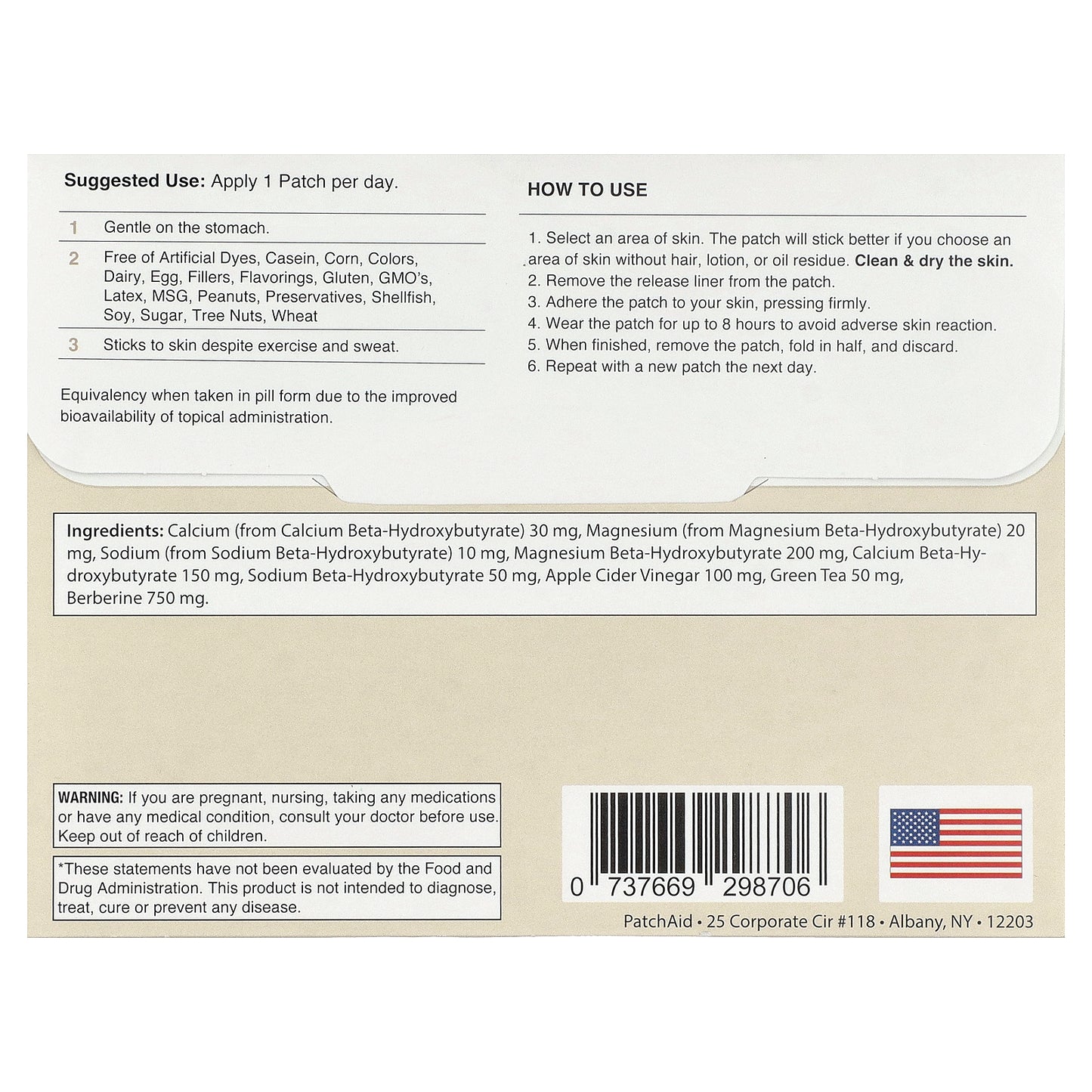 PatchAid, Keto BHB Plus Patch, 30 Patches