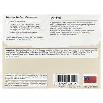 PatchAid, Keto BHB Plus Patch, 30 Patches