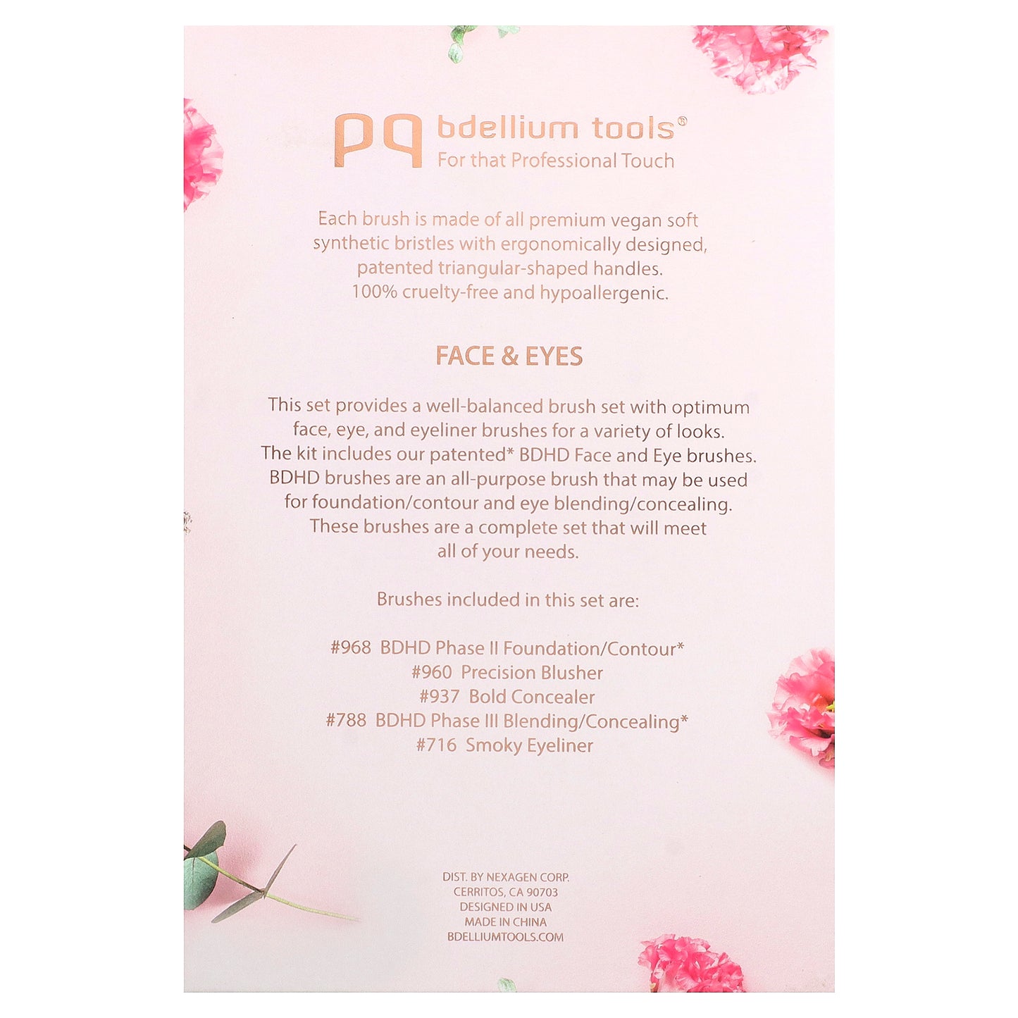 Bdellium Tools, Face & Eyes Brush Set, 5 Brushes