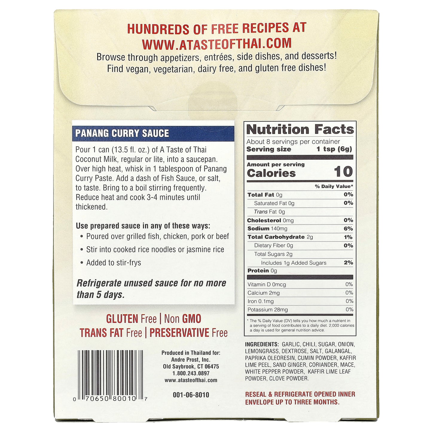 A Taste Of Thai, Panang Curry Paste, 1.75 oz (50 g)