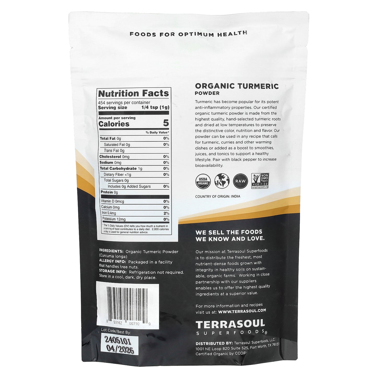 Terrasoul Superfoods, Turmeric Powder, 16 oz (454 g)