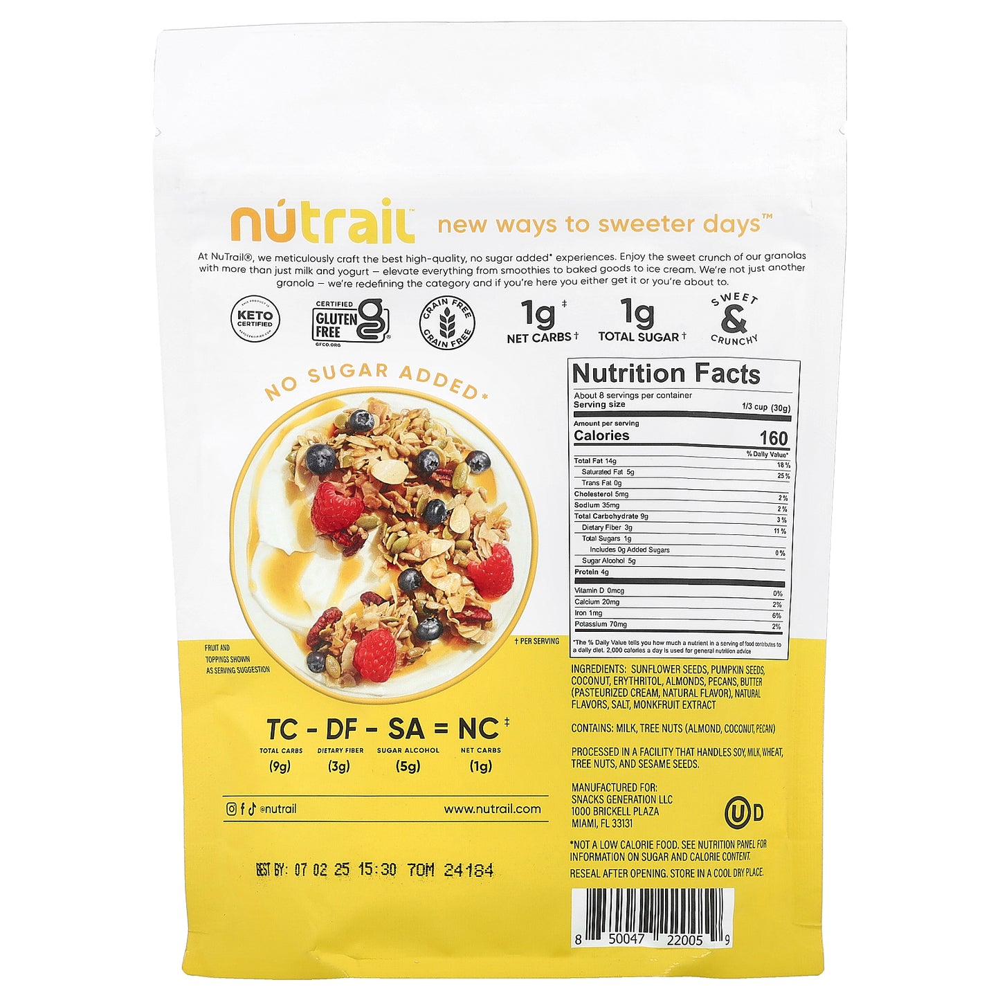 NuTrail, Nut Granola, Honey Nut, 8 oz (227 g)