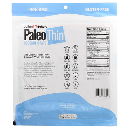 Julian Bakery, PaleoThin®, Coconut Wraps, 7 Wraps, 4.4 oz