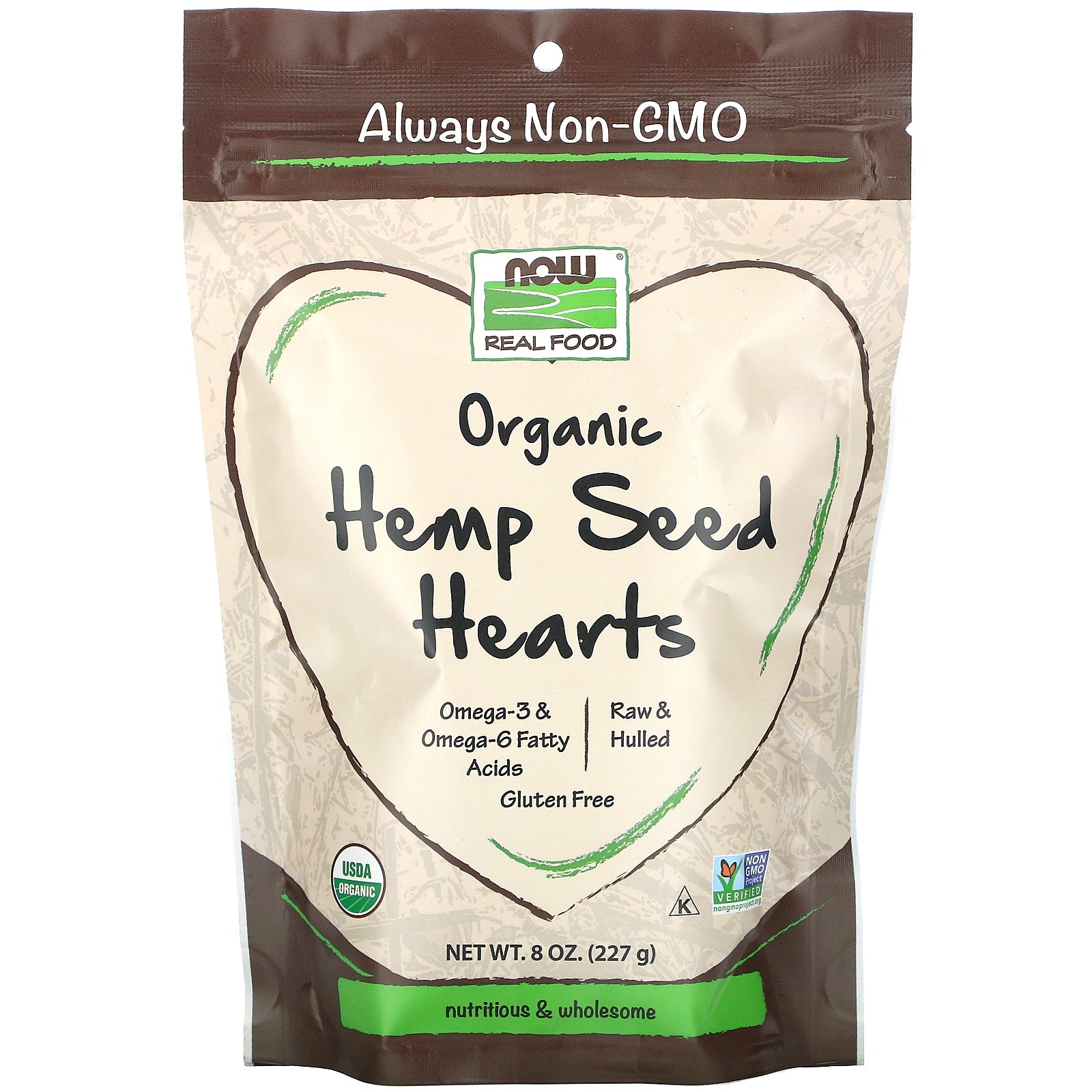 NOW Foods, Real Food, Organic Hemp Seed Hearts, 8 oz (227 g)