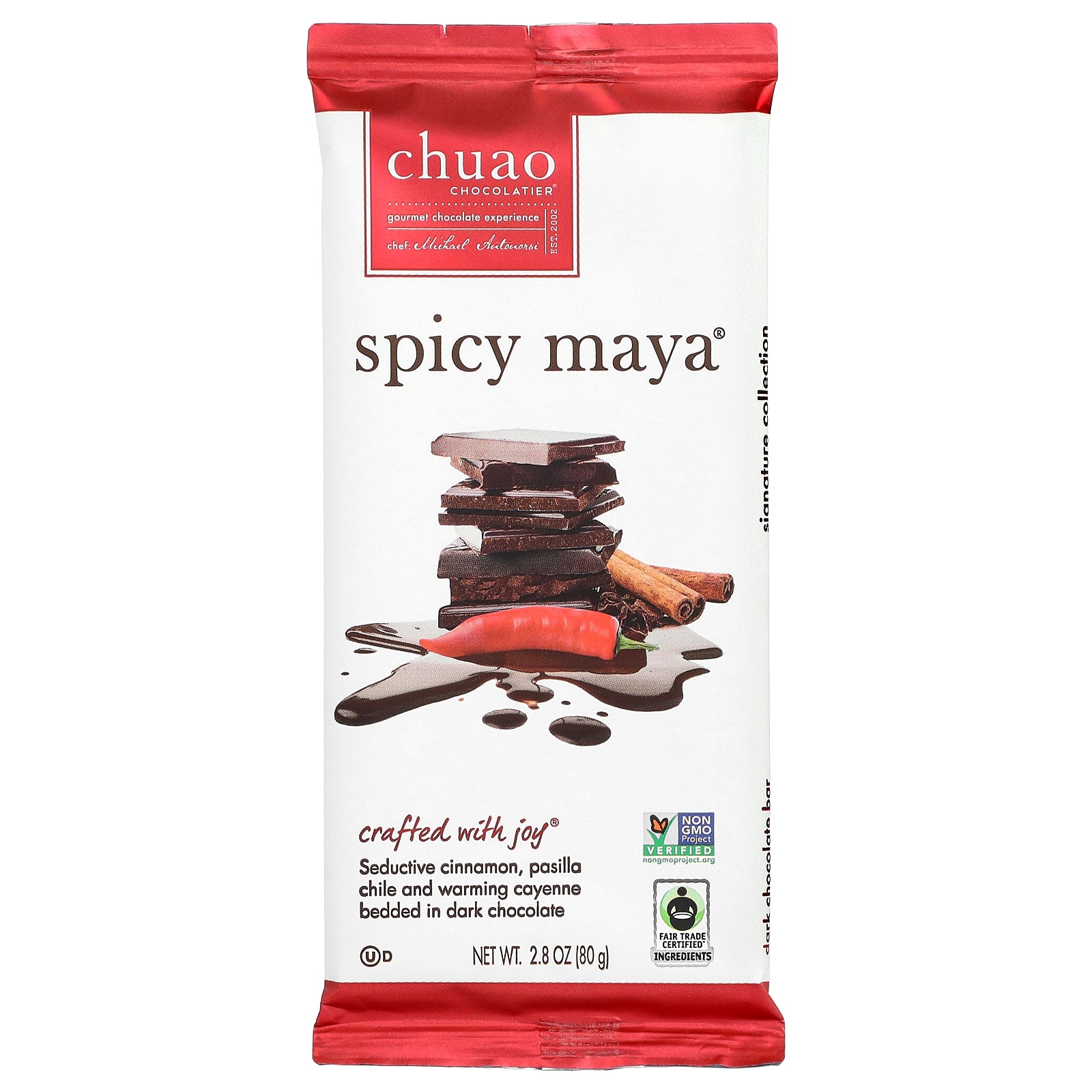 Chuao Chocolatier, Dark Chocolate Bar, Spicy Maya®, 2.8 oz (80 g)