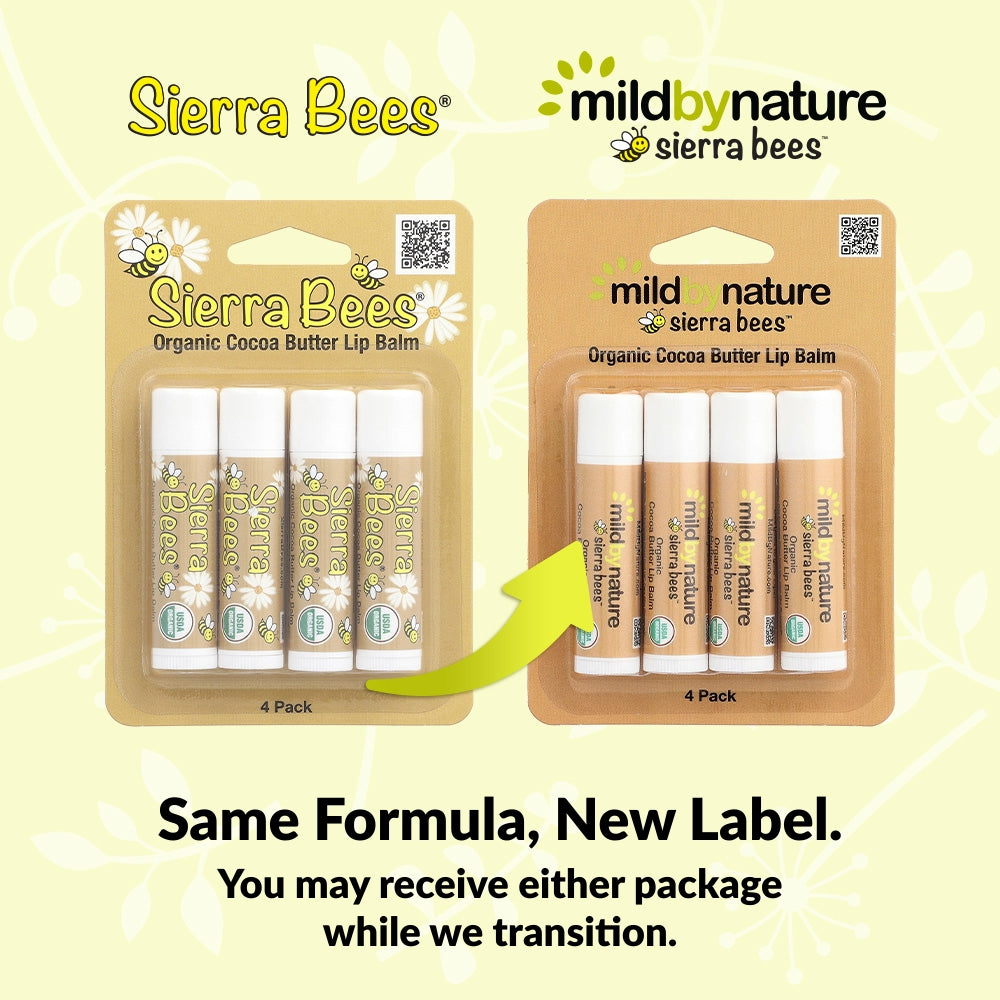 Mild By Nature, Sierra Bees™, Organic Lip Balms, Cocoa Butter, 4 Pack, 0.15 oz (4.25 g) Each