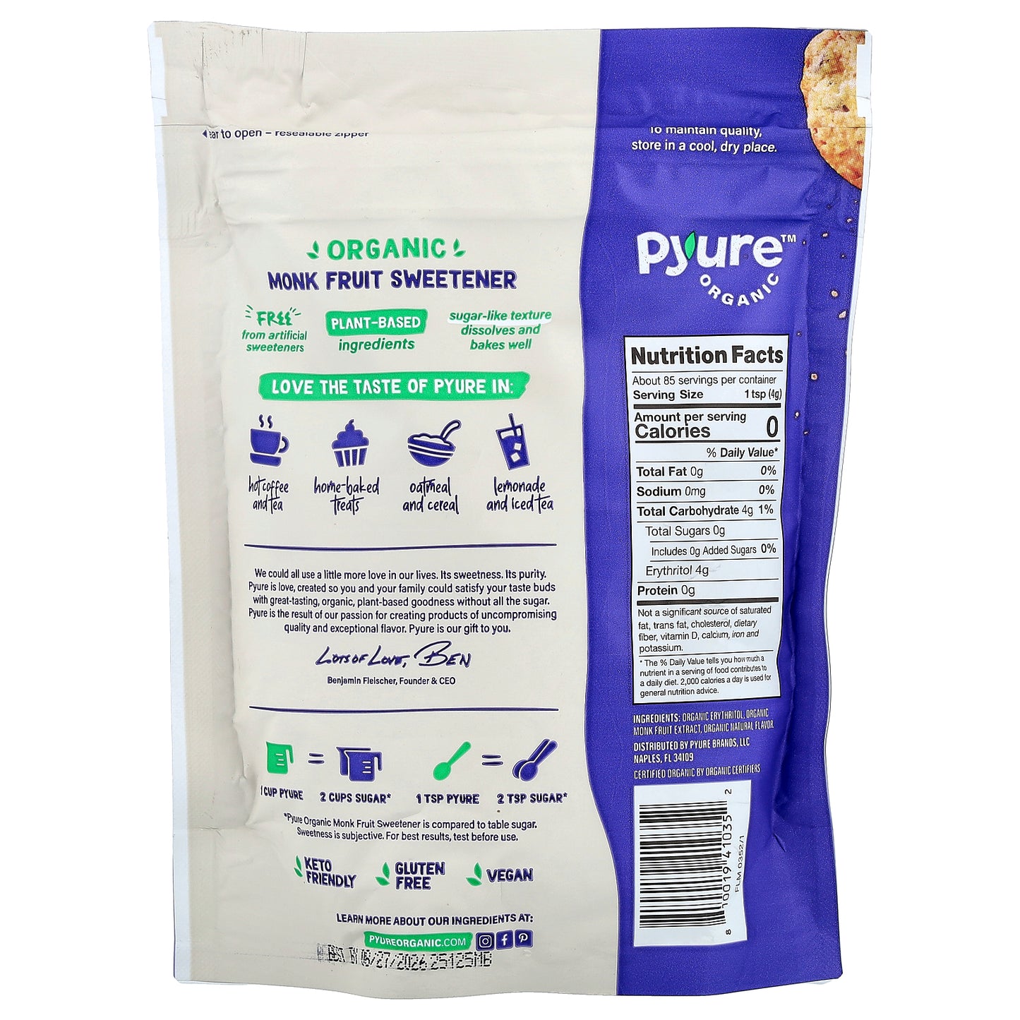 Pyure, Organic Monk Fruit Sweetener, 12 oz (340 g)