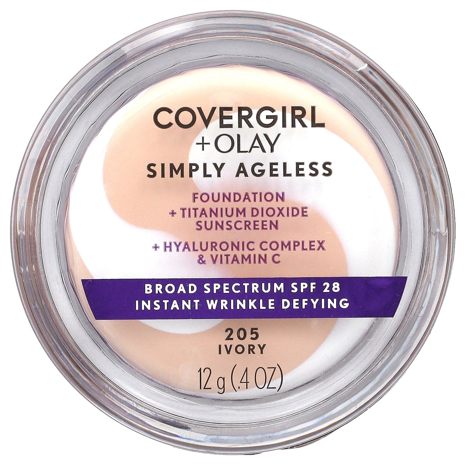 Covergirl, Olay Simply Ageless, Foundation, SPF 28, 205 Ivory, 0.4 oz (12 g)