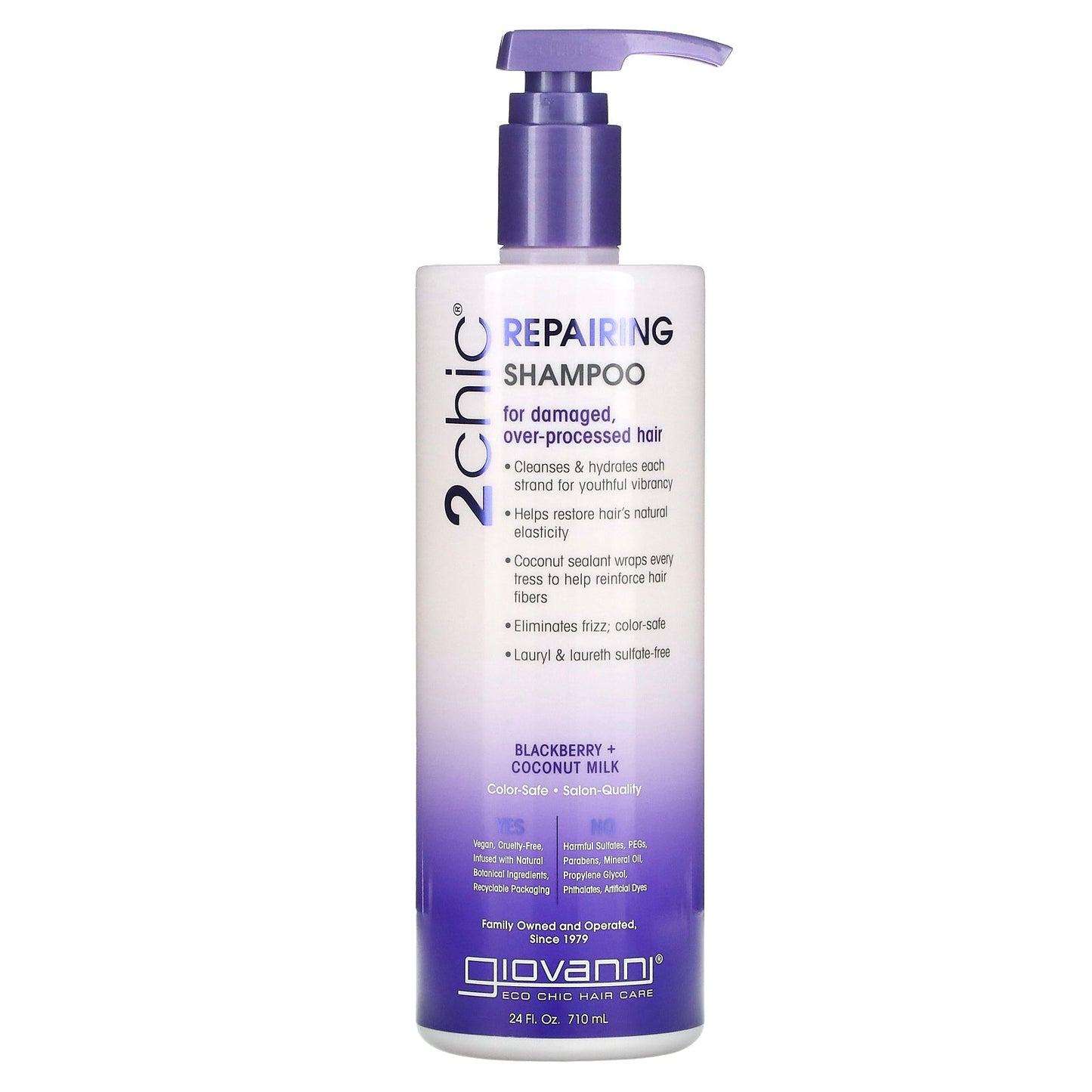 Giovanni, 2chic, Repairing Shampoo, For Damaged, Over-Processed Hair, Blackberry + Coconut Milk, 24 fl oz (710 ml)