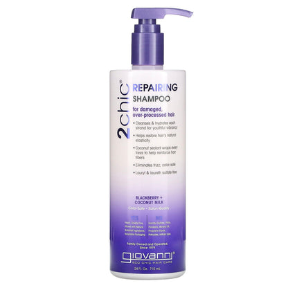 Giovanni, 2chic, Repairing Shampoo, For Damaged, Over-Processed Hair, Blackberry + Coconut Milk, 24 fl oz (710 ml)