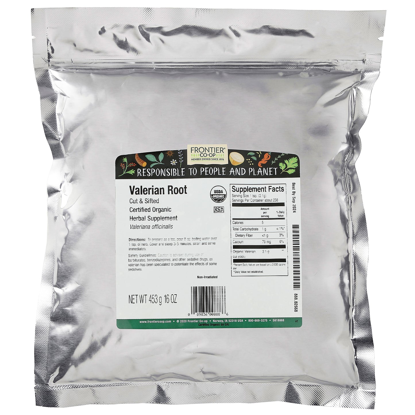 Frontier Co-op, Organic Cut & Sifted Valerian Root, 16 oz (453 g)