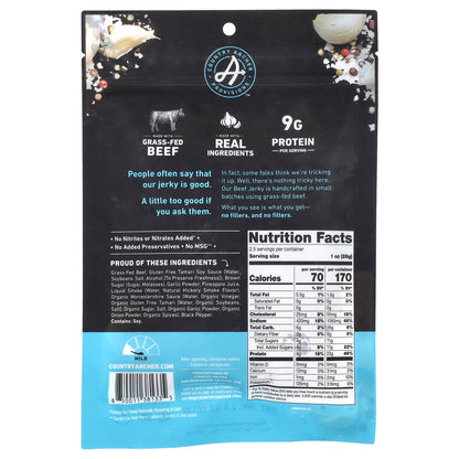 Country Archer Jerky, Grass-Fed Beef Jerky, Original, 2.5 oz (71 g)