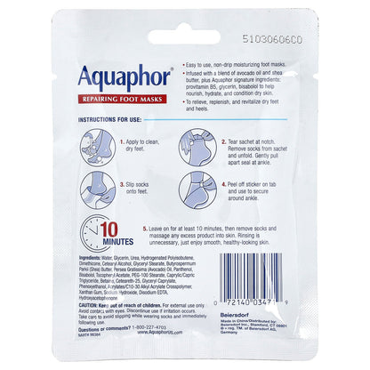 Aquaphor, Repairing Foot Masks, 1 Pair, 0.7 fl oz (20 ml)