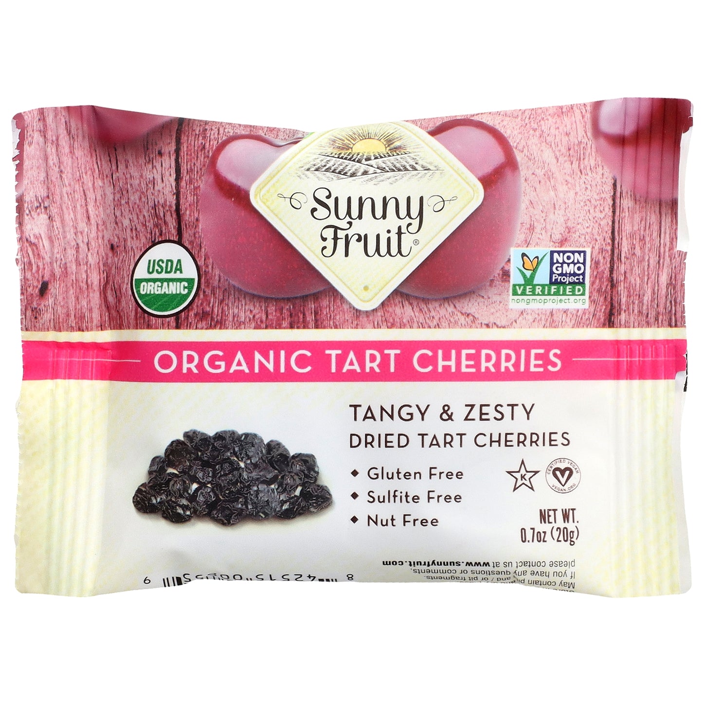 Sunny Fruit, Organic Dried Tart Cherries, 5 Portion Packs, 0.7 oz (20 g) Each