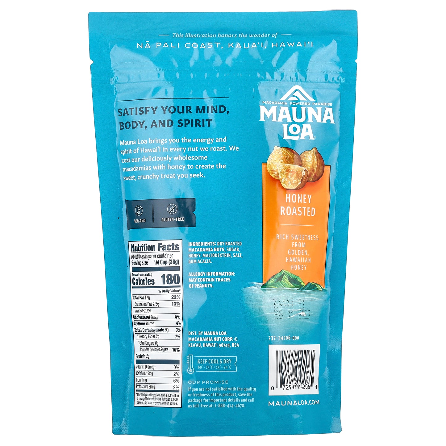 Mauna Loa, Dry Roasted Macadamias, Honey Roasted, 8 oz (226 g)