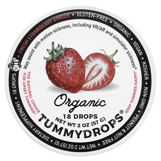 Tummydrops, Organic Fresh Strawberry Ginger, 18 Drops