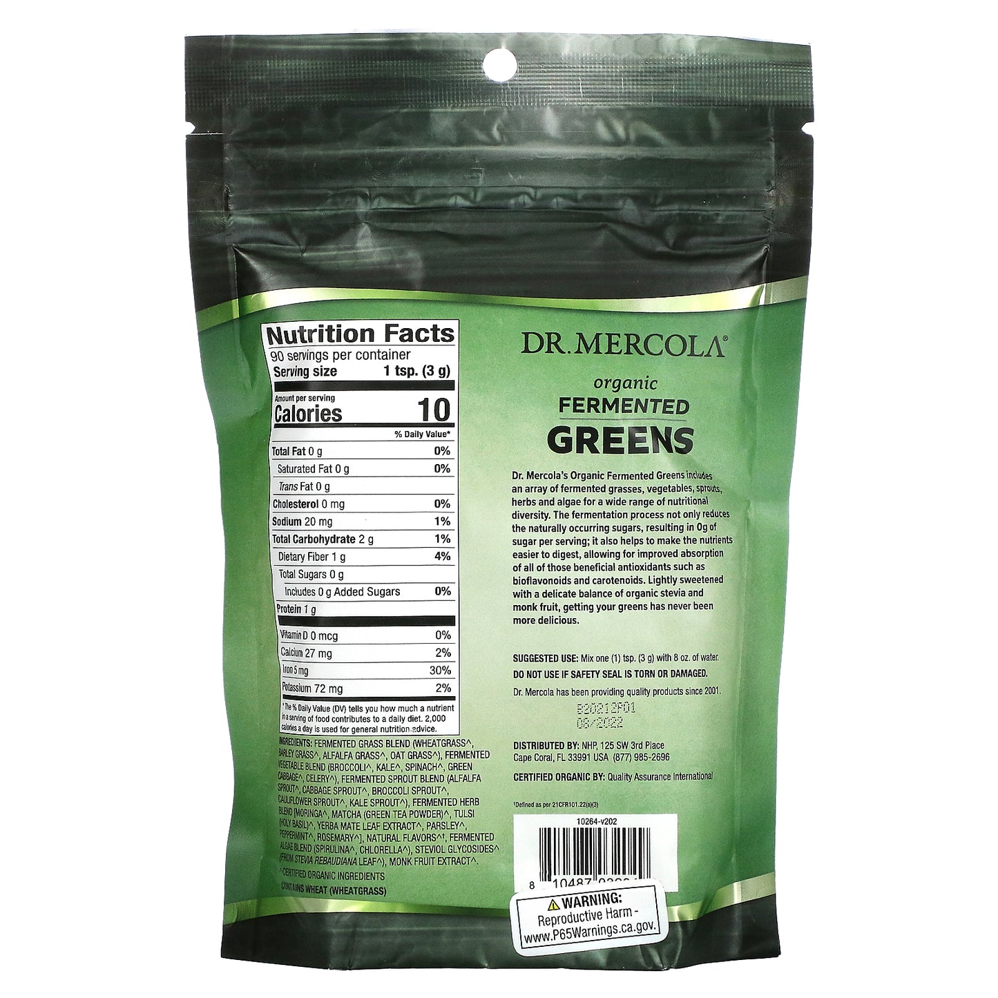 Dr. Mercola, Organic Fermented Greens, 9.5 oz (270 g)