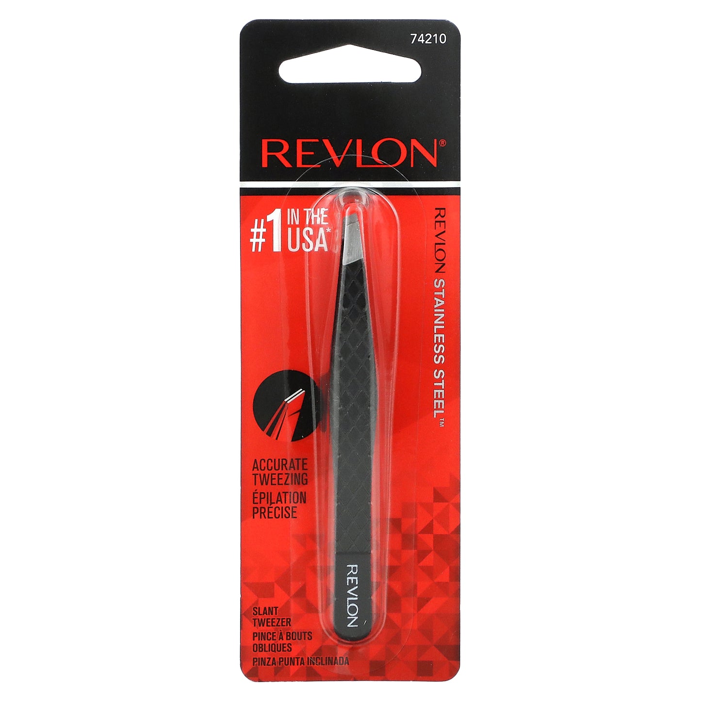 Revlon, Slant Tweezer, Black, 1 Count