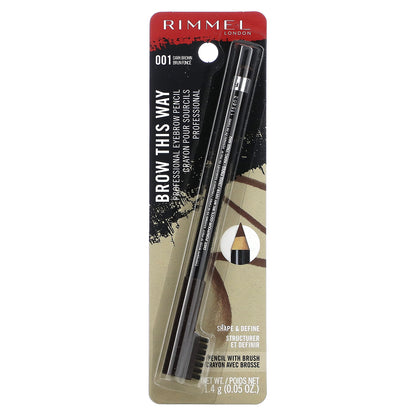 Rimmel London, Brow This Way, Professional Eyebrow Pencil, 001 Dark Brown, 0.05 oz (1.4 g)