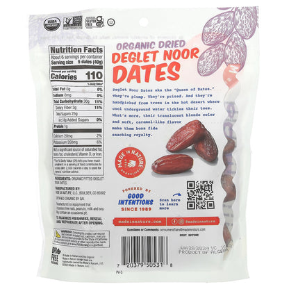 Made in Nature, Organic Dried Deglet Noor Dates, Pitted, Sundried, 8 oz (227 g)