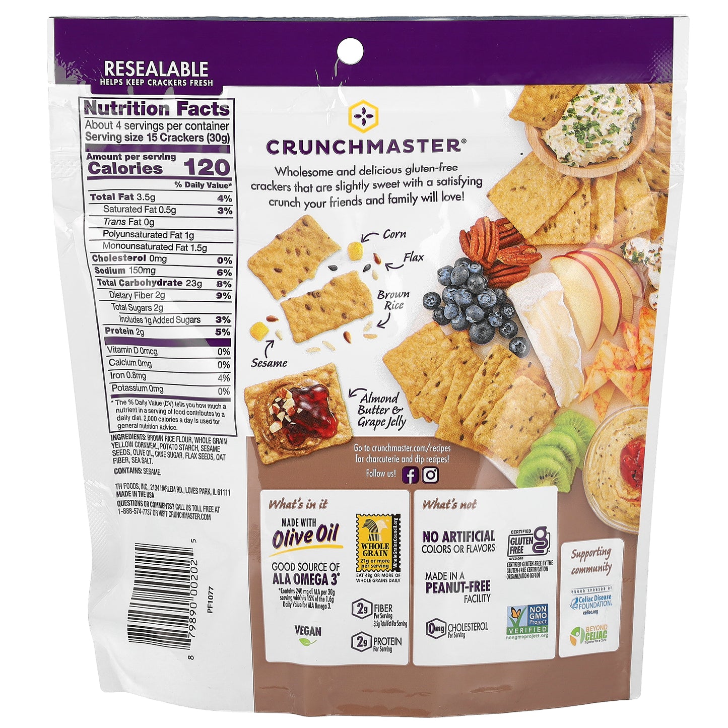 Crunchmaster, Multi-Grain, Crunchy Baked Rice Crackers, Sea Salt, 4 oz (113 g)
