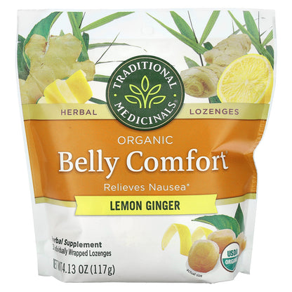 Traditional Medicinals, Organic Belly Comfort, Lemon Ginger, 30 Individually Wrapped Lozenges, 4.13 oz (117 g)