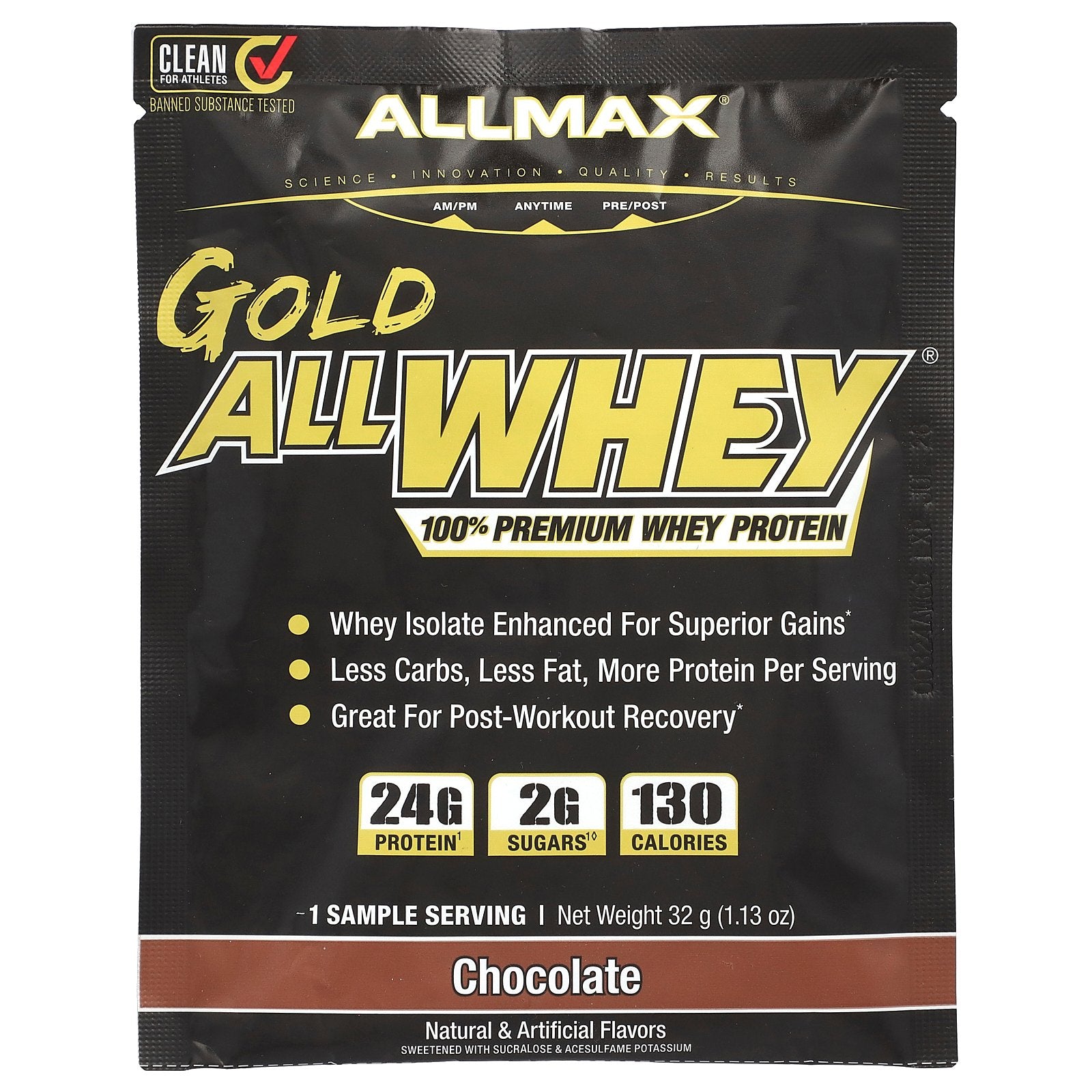 ALLMAX, GOLD ALLWHEY®, 100% Premium Whey Protein, Chocolate, 1.13 oz (32 g)