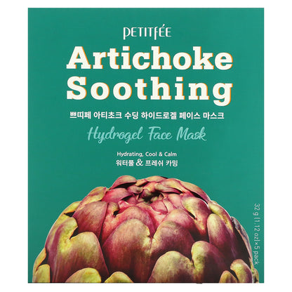 Petitfee, Artichoke Soothing, Hydrogel Beauty Face Mask, 5 Sheets, 1.12 oz (32 g) Each