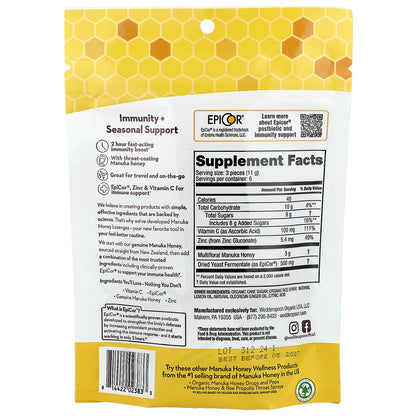 Wedderspoon, Manuka Honey Lozenges, Lemon Ginger, 18 Count, 2.6 oz (74 g)