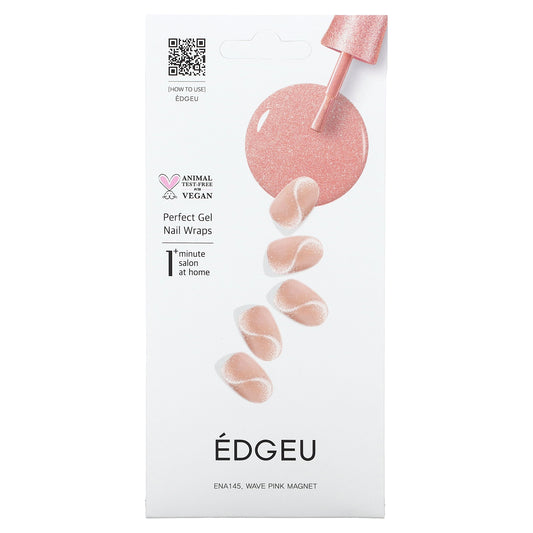 Edgeu, Perfect Gel Nail Wraps, ENA 145 Wave Pink Magnet, 19 Piece Set