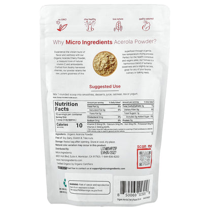 Micro Ingredients, Organic Acerola Powder, 8 oz (227 g)
