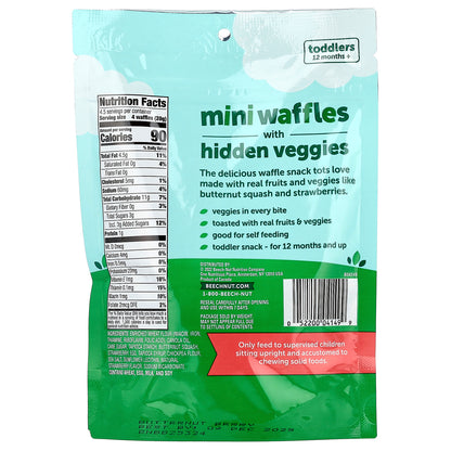 Beech-Nut, Mini Waffles with Hidden Veggies, 12+ Months, Butternut Berry, 3.2 oz (90 g)