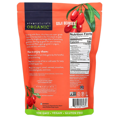 Viva Naturals, Organic Handpicked Goji Berries, 1 lb (454 g)