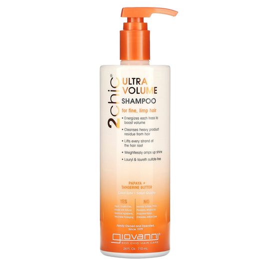 Giovanni, 2chic, Ultra-Volume Shampoo, For Fine, Limp Hair, Papaya + Tangerine Butter, 24 fl oz (710 ml)