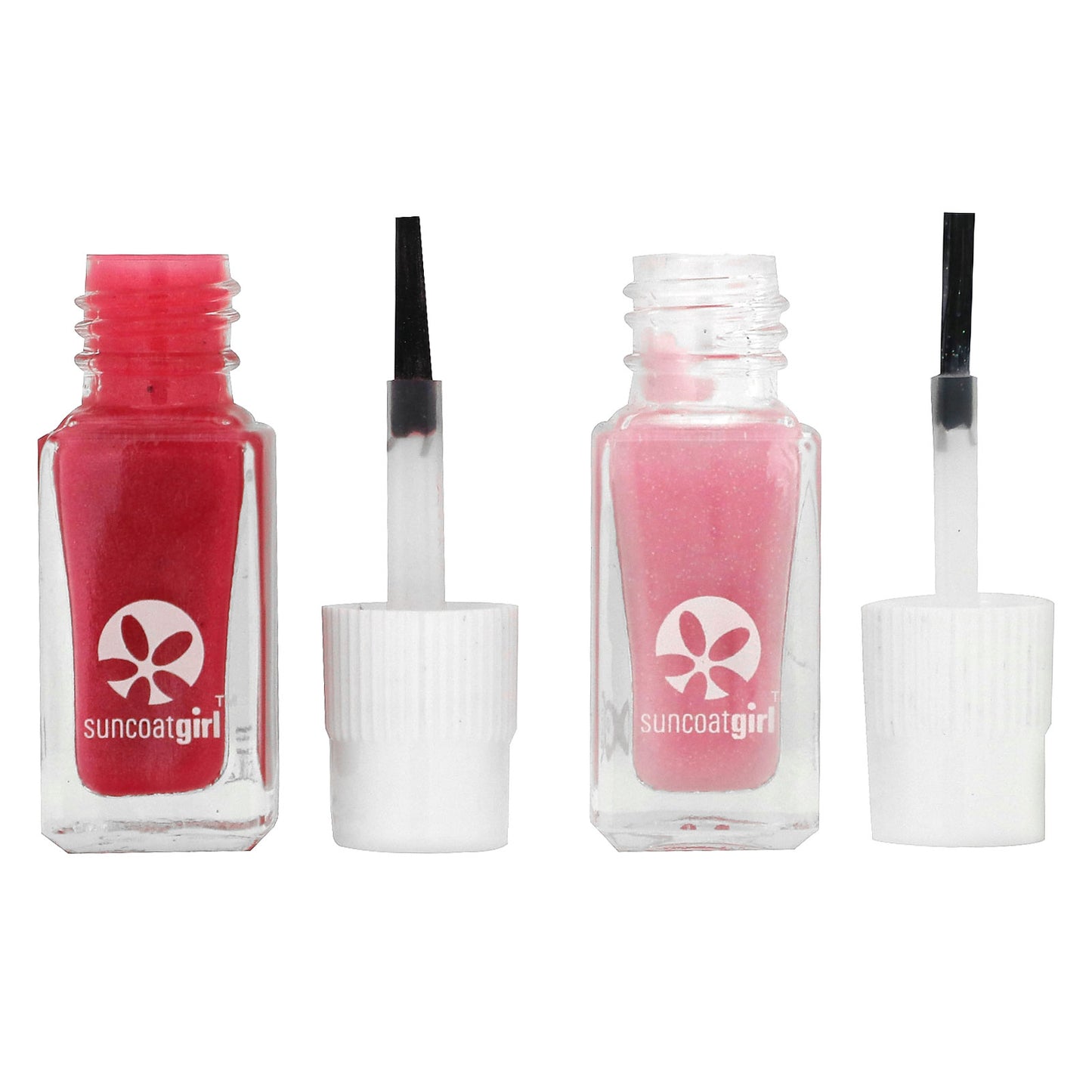 SuncoatGirl, Sweeties Nail Polish Duo Set, Hot Pink & Soft Glitter Pink, 2 Piece Set