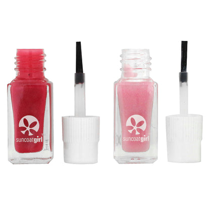 SuncoatGirl, Sweeties Nail Polish Duo Set, Hot Pink & Soft Glitter Pink, 2 Piece Set