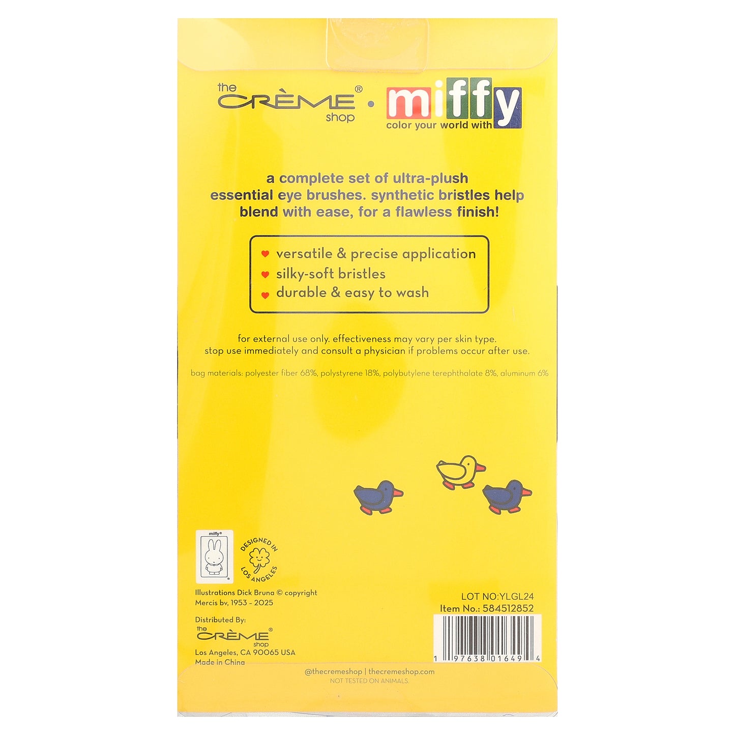 The Creme Shop, Miffy, Everyday Essentials, Eyeshadow Brush Set + Travel Bag, 6 Pieces