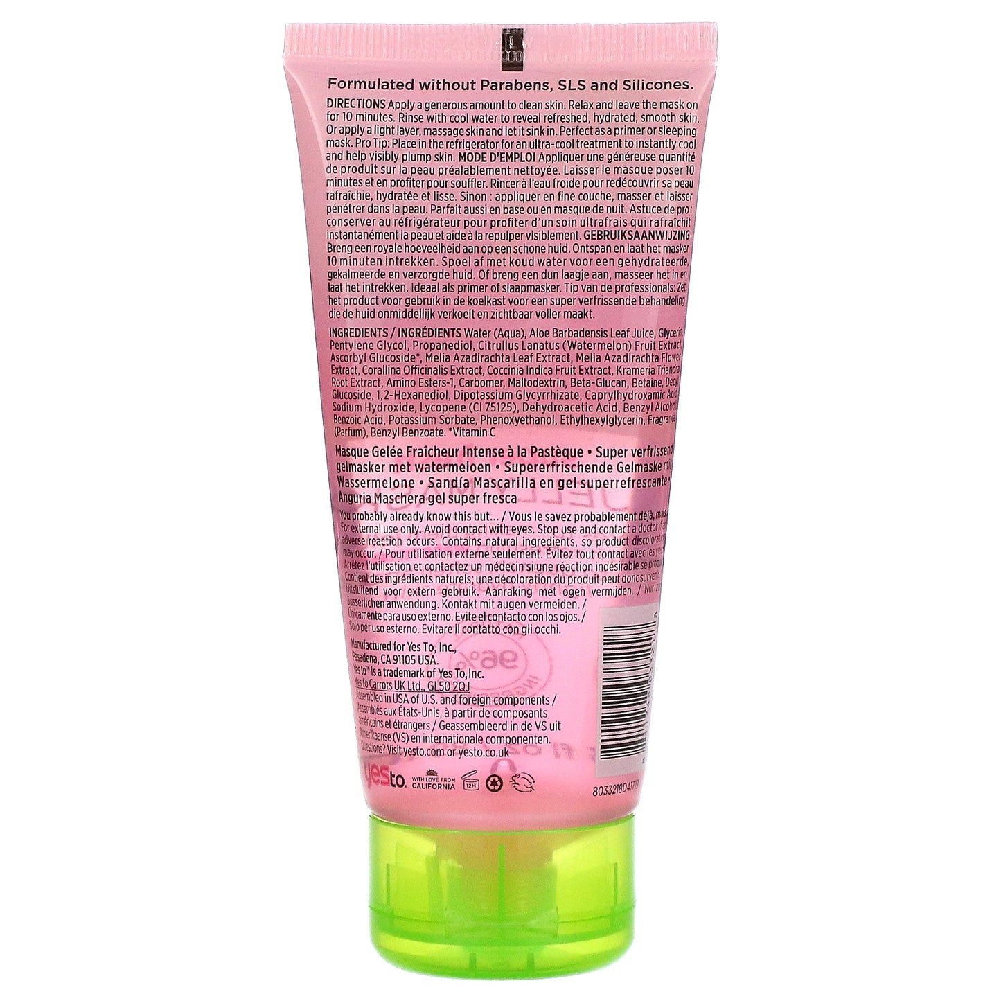 Yes To, Super Fresh Jelly Beauty Mask, Watermelon, 3 fl oz (89 ml)