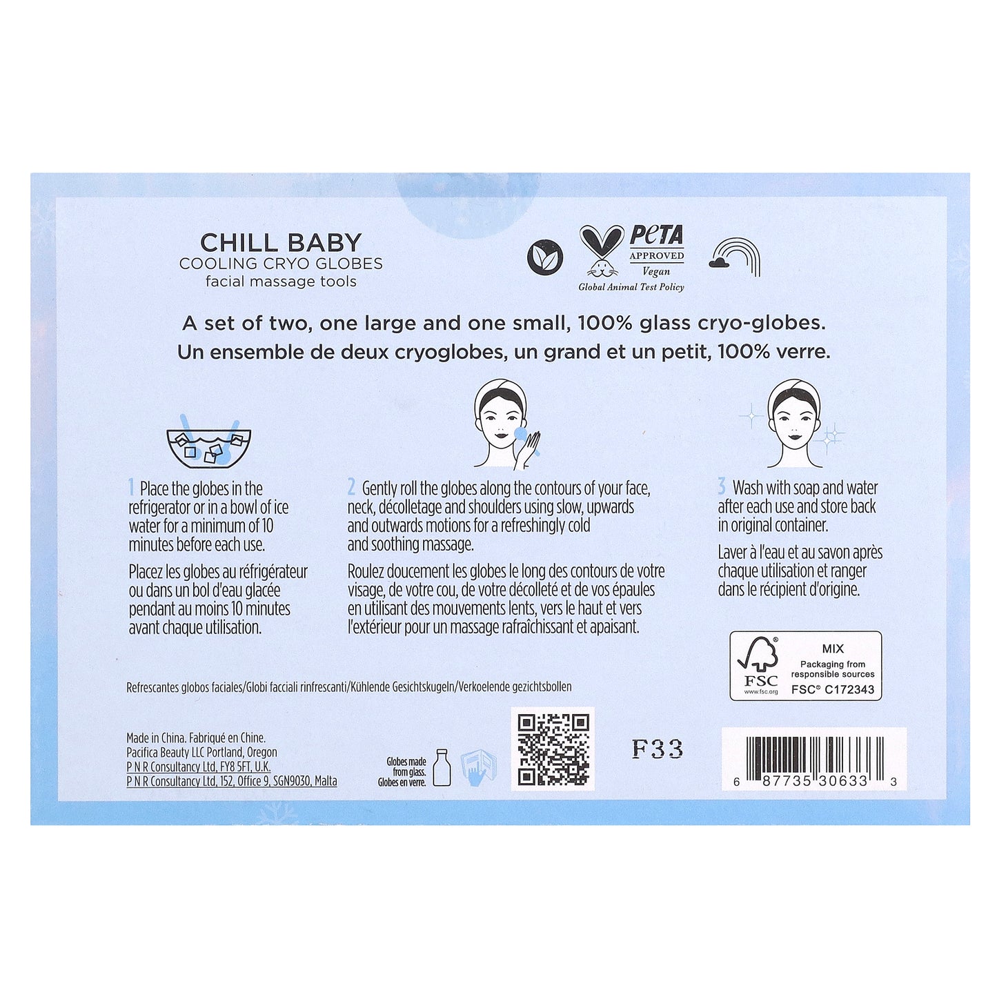 Pacifica, Chill Baby, Cooling Cryo Globe, 2 Glass Globes