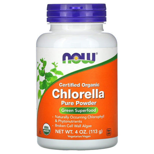 NOW Foods, Certified Organic Chlorella, Pure Powder, 4 oz (113 g)